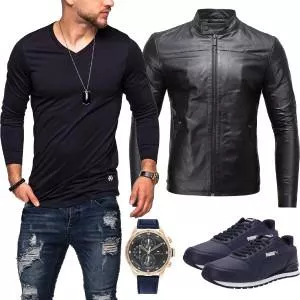 Frühlings Outfits Lederjacke Cooles Outfit