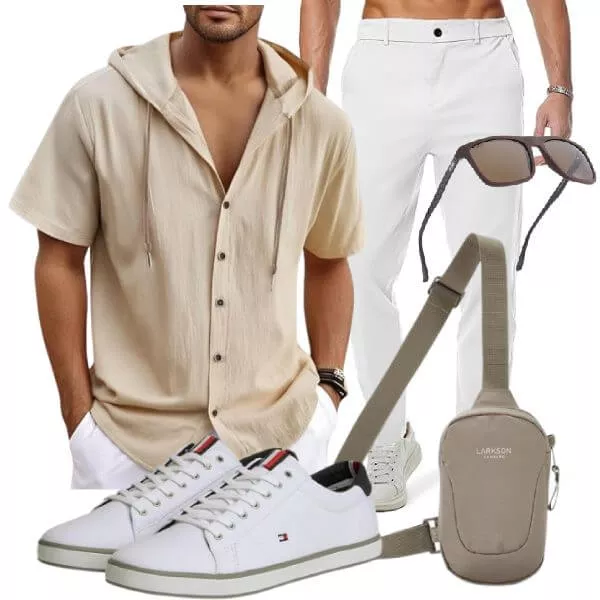 Casual Outfits Herren Sommer Outfit für beige Tage