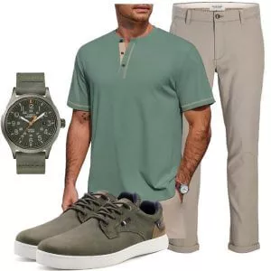 Casual Outfits Herren Outfit Sommer in Naturfarben