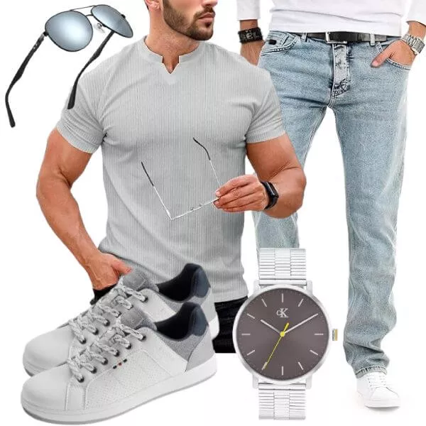 Casual Outfits Herren Sommerlook mit hochwertigem Strickpolo