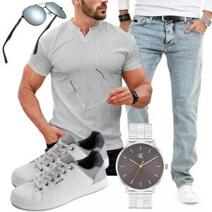 Casual Outfits Herren Sommerlook mit hochwertigem Strickpolo