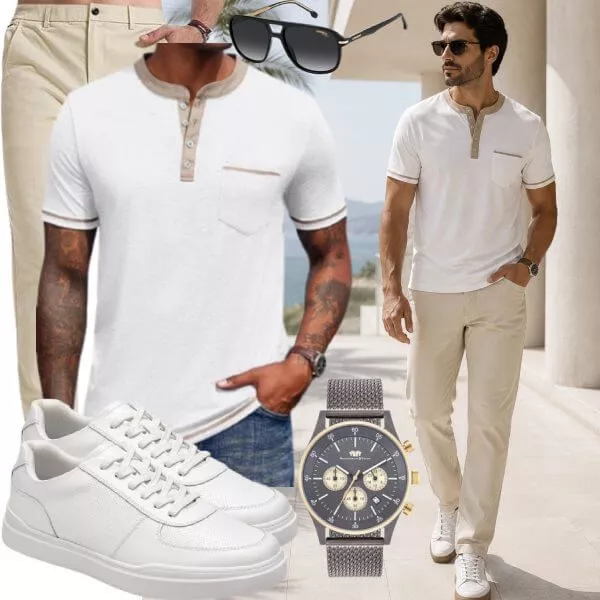 Sommer Outfits Sommer Chic Herren in Sandfarben