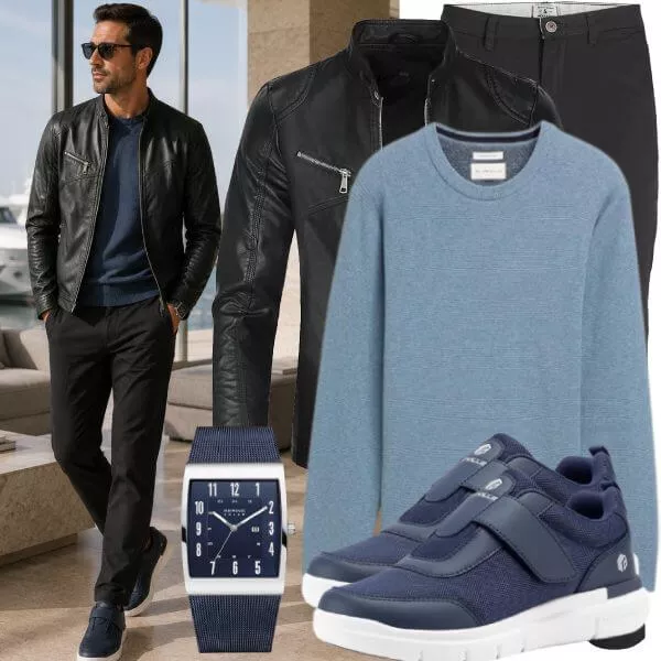 Casual Outfits Herren Herbstmode mit Strickpullover und Jeans