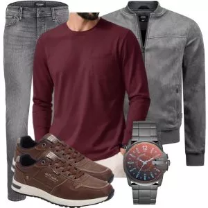 Casual Outfits Herren Herbstlook in Rot