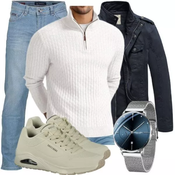 Casual Outfits Herren Herbst Outfit mit Lederloafern