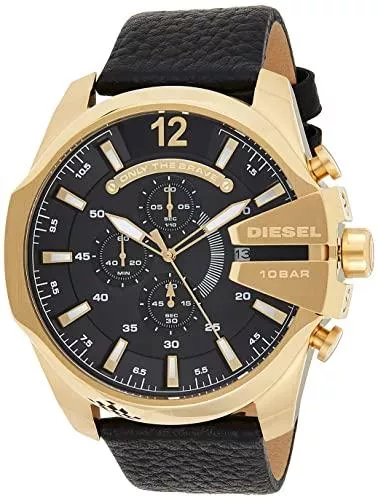 Diesel Uhren Diesel HERREN UHR DZ4344 ARMBANDUHR EDELSTAHL MEGA CHIEF GOLD SCHWARZ MEN