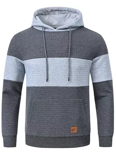 YuKaiChen Kapuzenpullover YuKaiChen Herren Pullover Herren Patchwork Hoodie Langarm Jacquard Kaputzenpullover Farbblock Sweatshirt mit Taschen