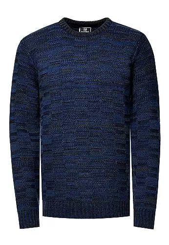 Rusty Neal Pullover & Strickmode Rusty Neal Herren Pullover Schwerer Grobstrickpullover mit Rundhals-Ausschnitt im Streetwear Kontrast Block-Design S - 3XL 438