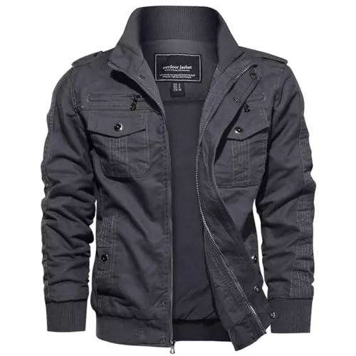 EKLENTSON Jacken EKLENTSON Herren Übergangsjacke Frühling Cargo Jacke Arbeitsjacke mit Vielen Taschen