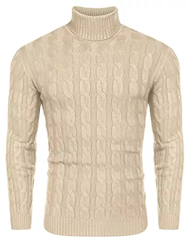 COOFANDY Pullover & Strickmode COOFANDY Herren Rollkragen Pullover Basic Strickpullover Zopfmuster Sweatershirt Männer Pullover Sweater Roll Neck Langarmshirt