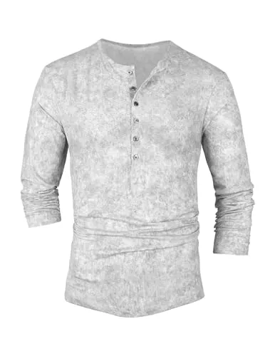 TARAINYA Langarmshirts TARAINYA Henley Shirt Herren Vintage Langarm Langarmshirt Herren T-Shirt Stretch Männer mit Knöpfen