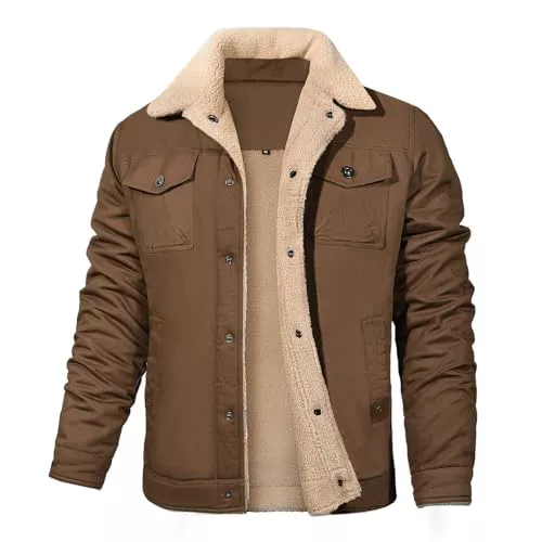 Vancavoo Jacken Vancavoo Winterjacke Herren Fleecejacke Übergangsjacke Winter Jacke Wärme Fleece Gefütterte Jacken Stehkragen Winterparka mit Taschen