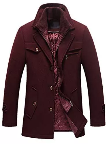 Lavnis Mäntel Lavnis Herren Warm Wollmantel Stehkragen Wintermantel Kurzmantel Winter Jacke Business Freizeit