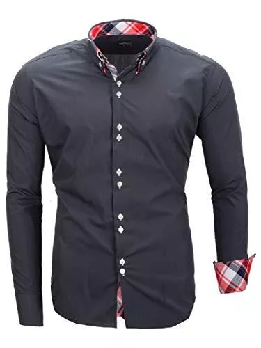 Kayhan Hemden Kayhan Musterärmel Herren Hemden Herren-Hemd Slim-Fit Herrenhemden Langarm-Hemden Männer Freizeit-Hemd Business