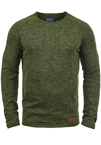 b BLEND Pullover & Strickmode Blend BHDan Herren Strickpullover Feinstrick Pullover mit Rundhalsausschnitt Baumwollmischung Label-Patch Regular fit