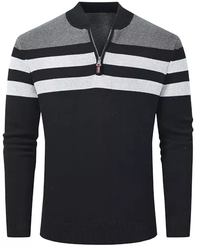 Tyhengta Pullover & Strickmode Tyhengta Pullover Herren 1/4 Zip Strickpullover Jumper Winter Warme Sweater Langarm Rollkragenpullover Strickpullover