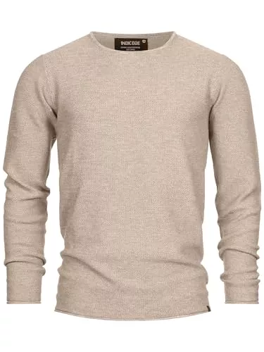 Indicode Pullover & Strickmode Indicode Herren Loakim Klassischer Strickpullover meliert mit Rundhalsausschnitt | Pullover Herrenpullover Pulli für Herren Knit Crew Neck