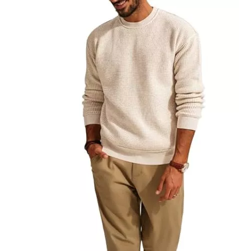 PJ PAUL JONES Pullover & Strickmode PJ PAUL JONES Herren Pullover mit Rundhals Langarm Waffelmuster Strickpullover