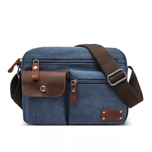 VARLIVOO Taschen & Rucksäcke VARLIVOO Umhängetasche Herren Vintage Kuriertasche mit Verstellbarem Schultergurt Tagesrucksack Messenger Bag für Arbeit Schule Reisen Leinwand