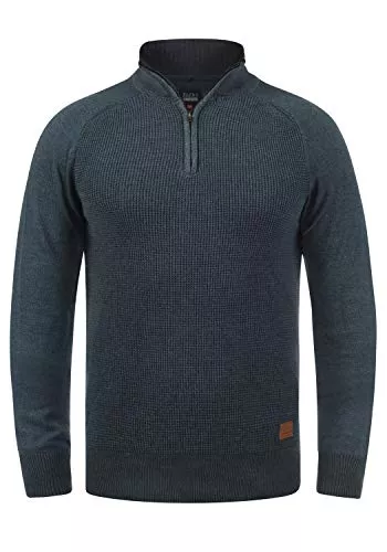 b BLEND Pullover & Strickmode Blend BHGanbolf Herren Strickpullover Troyer Grobstrick Pullover mit Reißverschluss 100% Baumwolle Regular fit