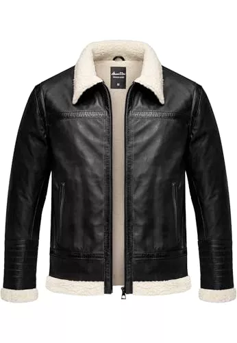 Amaci&Sons Jacken Amaci&Sons Herren Echtleder Jacke gefüllte Fell Lederjacke 9110