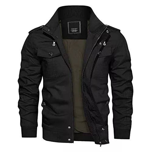 KEFITEVD Jacken KEFITEVD Herren Übergangsjacke Leicht Winter Jacke Herbstjacke Fliegerjacke Stehkragen Bomberjacke Baumwolle Army Feldjacke Cargo Jacke Männer Blouson Windbreaker