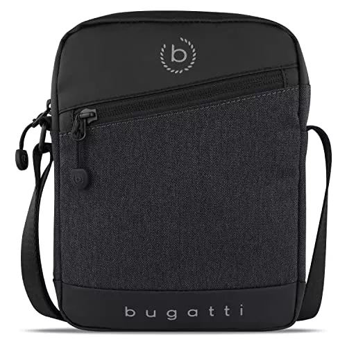 bugatti Taschen & Rucksäcke bugatti Universum Umhängetasche für Herren, kleine schwarze Schultertasche, Mini Messenger Bag