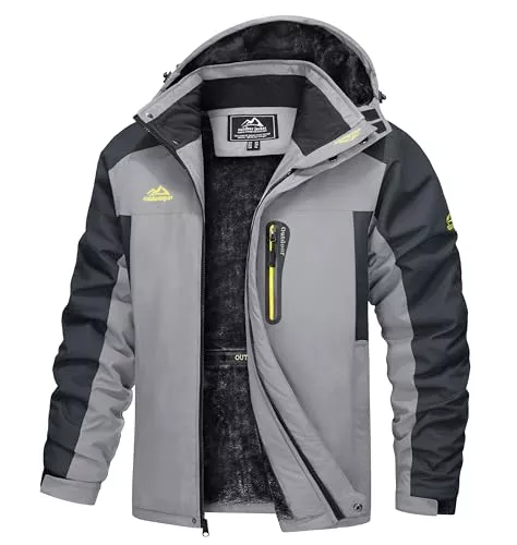 TACVASEN Jacken TACVASEN Herren Warme Skijacke Gefütterte Winterjacke Wasserabweisende Funktionsjacke mit Abnehmbarer Kapuzen