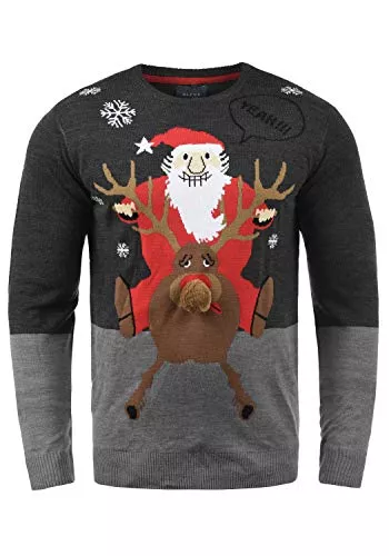 b BLEND Pullover & Strickmode Blend Deer Herren Weihnachtspullover Winter Pullover Strickpullover Weihnachtspulli mit Rundhals-Ausschnitt
