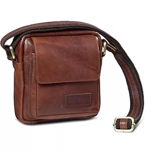 ROYALZ Taschen & Rucksäcke ROYALZ 'Austin' Moderne Echtleder Umhängetasche Klein Herren Schultertasche Mini Messenger Bag Vintage Ledertasche zum Umhängen Kleine Männer Schultertasche