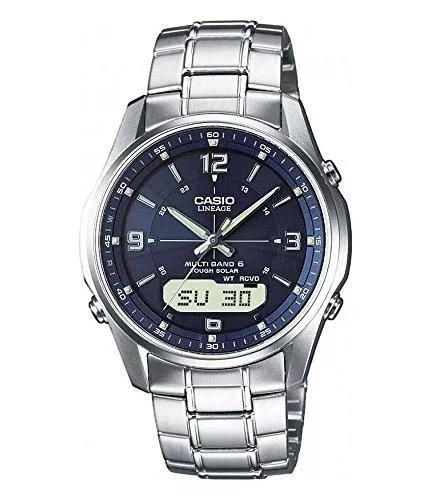 Casio Uhren Casio Wave Ceptor Herrenarmbanduhr, Solar und Funkuhr, Saphirglas, massives Edelstahlgehäuse und Armband