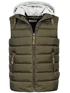Indicode Westen Indicode Herren Stockton Steppweste mit abnehmbarer Jersey-Kapuze | Herrenweste Weste