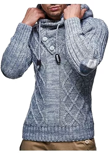 Leif Nelson Kapuzenpullover Leif Nelson Herren Strickpullover mit Kapuze/Hochwertiger Winterpullover im Regular Fit Schnitt, ideal für Casual und Business-Looks, in vielfältigen Größen und Farben verfügbar