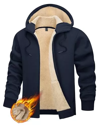 TACVASEN Jacken TACVASEN Herren Gefüttert Kapuzenpullover Hoodie Sweatjacke Fleecejacke Langarm Jacke