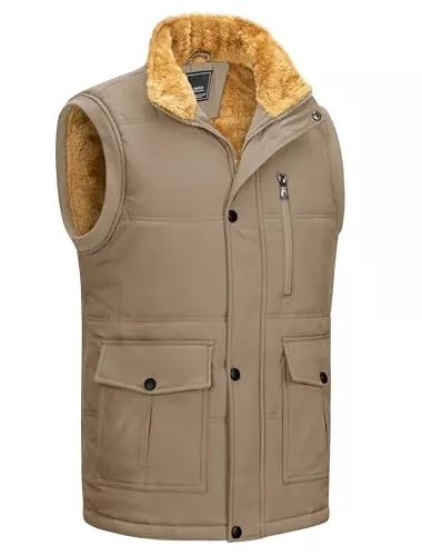 KEFITEVD Westen KEFITEVD Weste Herren Winter Thermo Weste Stehkragen Jagdweste Ärmellose Fleeceweste Unifarben Arbeitsweste Männer