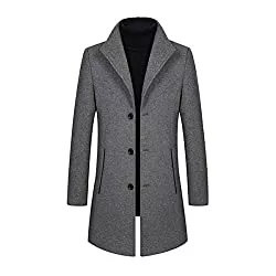 Allthemen Mäntel Allthemen Wintermantel Mantel Herren Lang Slim Fit Herrenmantel Winter Schwarz Business Mantel Herren Wolle Wollmantel