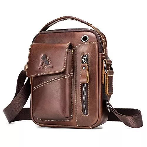 BAIGIO Taschen & Rucksäcke BAIGIO Umhängetasche Herren Leder Schultertasche Vintage Crossbody Bag Messenger Herrentasche zum Umhängen Ledertasche Männer Tasche mit Verstellbarem Gurt für Business Arbeit Reise