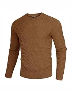 GRACE KARIN Pullover & Strickmode GRACE KARIN Herren Winter Grob Zopfmuster Pullover Rundhals Langarm Pullover