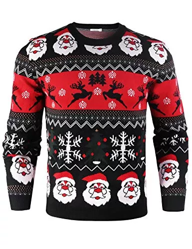 iClosam Pullover & Strickmode iClosam Herren Weihnachtspullover Sweater Christmas Pullover Rundhals Warme Strickpulli für Weihnachten