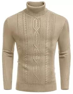COOFANDY Pullover & Strickmode COOFANDY Herren Rollkragen Pullover Langarm Slim Fit Strickpullover Basic Turtleneckpullover Sweater Zopfmuster