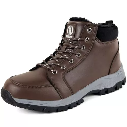 GURGER Stiefel GURGER Winterschuhe Herren Leder Winterstiefel Wasserdicht Warm Gefüttert Schneestiefel Rutschfest