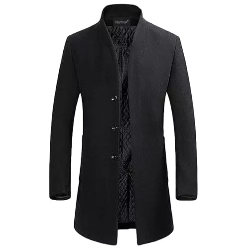 YOUTHUP Mäntel YOUTHUP Herren Mantel Slim Fit Winter Wollmantel Dicker Langer Übergangsmantel Frühling Freizeit Wintermantel