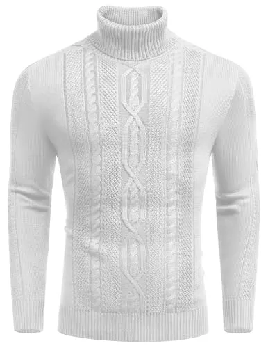 COOFANDY Pullover & Strickmode COOFANDY Herren Rollkragen Pullover Langarm Slim Fit Strickpullover Basic Turtleneckpullover Sweater Zopfmuster