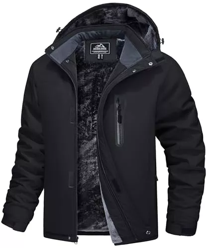 MAGCOMSEN Jacken MAGCOMSEN Herren Skijacke Wasserdicht Winterjacke Warme Gefüttert Fleecejacke Winddicht Outdoor Wanderjacke mit Abnehmbarer Kapuze