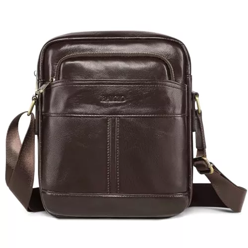 BAIGIO Taschen & Rucksäcke BAIGIO Herren Umhängetasche Leder Herren Schultertasche für Herren Leder Herrentasche Vintage Schultertasche Crossbody Bag Messenger Bags für Herren Brown