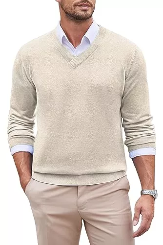 COOFANDY Pullover & Strickmode COOFANDY Herren Pullover V Ausschnitt Strickpullover Langarm V Neck Sweater Pulli Leichter Business Pullover Slim Fit Winter Pullover
