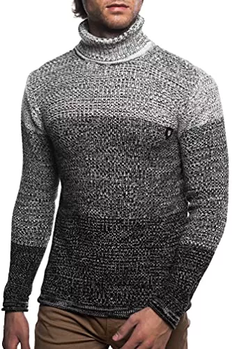 Carisma Pullover & Strickmode Herren Strick-Pullover mit Rollkragen | Männer Winter Rollkragen-Pullover |stylischer Herren Strick-Pulli | Warmer Männer Pulli Grobstrickangenehmer Herren Rolli 7575