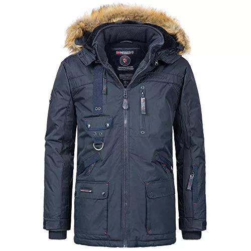 Geographical Norway Jacken Geographical Norway Herren Winterparka Luxus Winterjacke mit Kapuze – Gefütterter Warmer Parka - Outdoor SKI Snowboard Kapuzenparka