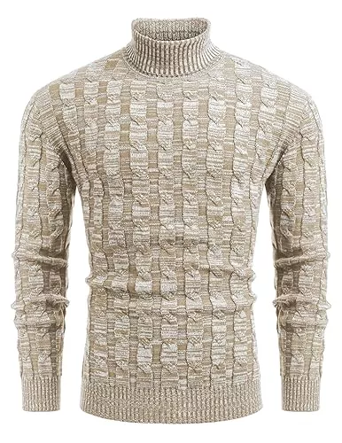 COOFANDY Pullover & Strickmode COOFANDY Herren Rollkragen Pullover Basic Strickpullover Zopfmuster Sweatershirt Männer Pullover Sweater Roll Neck Langarmshirt