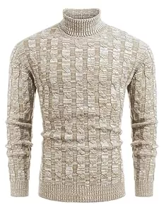 COOFANDY Pullover & Strickmode COOFANDY Herren Rollkragen Pullover Basic Strickpullover Zopfmuster Sweatershirt Männer Pullover Sweater Roll Neck Langarmshirt